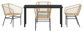 vidaXL Σέτ φαγητού για κήπο 5 pcs Καφέ συνθετικό ρατάν