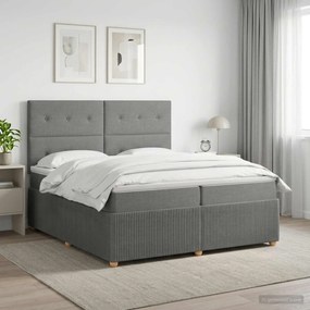 vidaXL Κρεβάτι box spring με στρώμα Σκούρο Γκρι 200 x 200 cm Ύφασμα