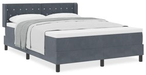vidaXL Κρεβάτι με Στρώμα Dark Grey 140x200 cm Βελούδο