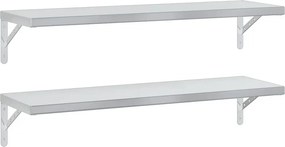 vidaXL Ράφια Τοίχου 2 τεμ. Ασημί 100x30 εκ. Ανοξείδωτο Ατσάλι