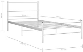 vidaXL Πλαίσιο Κρεβατιού Λευκό 90 x 200 εκ. Μεταλλικό