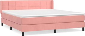 vidaXL Κρεβάτι Boxspring με Στρώμα Ροζ 160x200 εκ. Βελούδινο