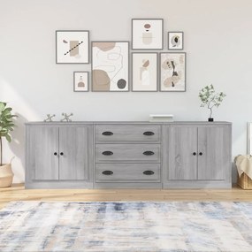 vidaXL Ντουλάπι 3 τεμ. Γκρι Sonoma από Επεξεργασμένο Ξύλο