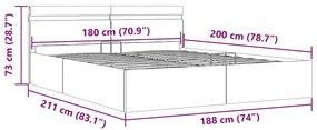 ΠΛΑΙΣΙΟ ΚΡΕΒΑΤΙΟΥ ΜΕ ΑΠΟΘ. ΧΩΡΟ/LED ΣΚ. ΓΚΡΙ 180X200 ΕΚ. ΎΦΑΣΜΑ 285605