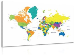 Έγχρωμος παγκόσμιος χάρτης εικόνας σε άσπρο φόντο - 90x60