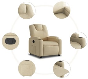 vidaXL Πολυθρόνα Ανακλινόμενη Κρεμ Υφασμάτινη