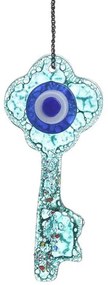 Διακοσμητικό Τοίχου Κλειδί 9x2x20cm Blue Inart Γυαλί