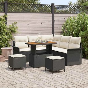 vidaXL Σετ Καναπέ Κήπου Ρυθμιζόμενο ύψος 8 pcs Μαύρο συνθετικό ρατάν