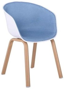 πολυθρόνα Steel OPTIM Φυσικό/ PP Άσπρο/Ύφασμα Μπλε 54x51x79cm (Σετ 4 ΤΕΜ)