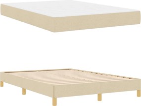 vidaXL Κρεβάτι με ελατήρια με στρώμα Κρεμ 140 x 200 cm ύφασμα