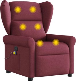 vidaXL Πολυθρόνα Μασάζ Ανακλινόμενη Μπορντό Υφασμάτινη
