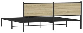 vidaXL Σκελετός Κρεβ. Χωρίς Στρώμα Sonoma Δρυς 193x203 εκ. Μεταλλικό