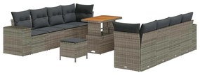 vidaXL Σετ Καναπέ Κήπου με μαξιλάρι 11 pcs Γκρι συνθετικό ρατάν