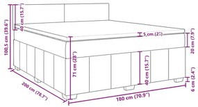 Κρεβάτι Boxspring με Στρώμα Μαύρο 180x200 εκ. Υφασμάτινο - Μαύρο