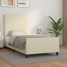 vidaXL Πλαίσιο Κρεβατιού με Κεφαλάρι Κρεμ 90x200 εκ. Συνθετικό Δέρμα