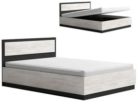 Κρεβάτι διπλό DEPI με μηχανισμό ανύψωσης, Oak Blanco / Ανθρακί 164x85x204cm-GRA701