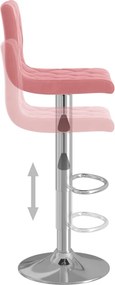 vidaXL Σκαμπό Μπαρ 2 τεμ. Ροζ Βελούδινα