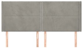Κεφαλάρι με Πτερύγια Ανοιχτό Γκρι 183x16x118/128 εκ. Βελούδινο - Γκρι