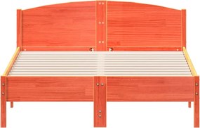vidaXL Σκελετός Κρεβ. Χωρίς Στρώμα Καφέ Κεριού 135x190 εκ Μασίφ Πεύκο