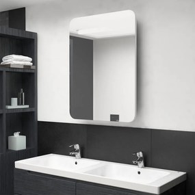 Καθρέφτης Μπάνιου με Ντουλάπι &amp; LED Λαμπερό Λευκό 60x11x80 εκ. - Λευκό