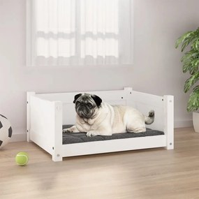 Κρεβάτι Σκύλου Λευκό 65,5x50,5x28 εκ. από Μασίφ Ξύλο Πεύκου