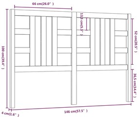 vidaXL Κεφαλάρι Κρεβατιού Μαύρο 146 x 4 x 100 εκ. Μασίφ Ξύλο Πεύκου