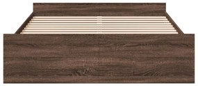 vidaXL Πλαίσιο Κρεβατιού με Συρτάρια Καφέ Δρυς 150x200εκ. Επεξ. Ξύλο