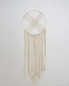 Boho Διακοσμητικό Τοίχου Macrame Ονειροπαγίδα με Κρόσσια Orion 30x60cm Natural