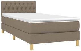 vidaXL Κρεβάτι Boxspring με Στρώμα &amp; LED Taupe 80x200 εκ. Υφασμάτινο