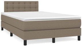 vidaXL Κρεβάτι Boxspring με Στρώμα &amp; LED Taupe 120x190 εκ. Υφασμάτινο