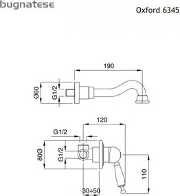 Bugnatese Oxford Chrome 6345 - Εντοιχιζόμενη μπαταρία νιπτήρα