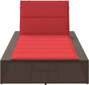 vidaXL Ξαπλώστρα με πλωτό μαξιλάρι Brown Poly Rattan