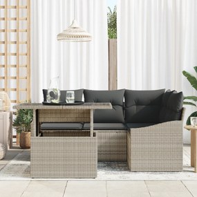 vidaXL Σετ 5 Τεμαχίων Καναπέ Κήπου με Μαξιλάρια Ανοιχτό Γκρι Πολυ Ρατάν
