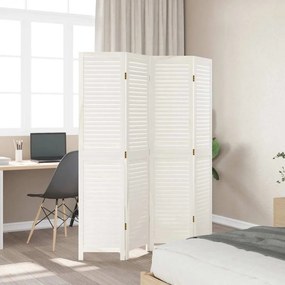 vidaXL Διαχωριστικό Χώρου με 4 Πάνελ Ρετρό Λευκό από Μασίφ Ξύλο Παυλώνιας