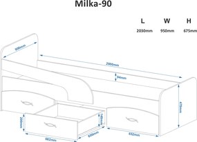 Παιδικό Κρεβάτι Tacho/Λευκό 192x67.5x85cm MILKA