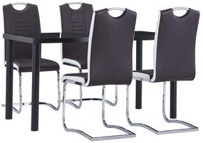 vidaXL Σετ Τραπεζαρίας 5 Τεμαχίων Καφέ από Συνθετικό Δέρμα