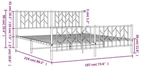 Πλαίσιο Κρεβατιού με Κεφαλάρι&amp;Ποδαρικό Μαύρο 183x213εκ. Μέταλλο - Μαύρο