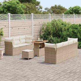 vidaXL Σετ Καναπέ Κήπου 10 pcs Μπεζ συνθετικό ρατάν