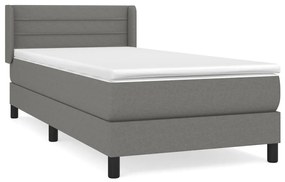 Κρεβάτι Boxspring με Στρώμα Σκούρο Γκρι 90x200 εκ. Υφασμάτινο - Γκρι