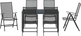 vidaXL Σέτ φαγητού για κήπο 7 pcs Ανθρακί Ατσάλι με Πούδρα