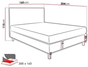 Κρεβάτι continental Logan 100, Continental, Διπλό, Τριανταφυλλί, 160x200, Ταπισερί, Τάβλες για Κρεβάτι, 160x204x115cm, 100 kg, Στρώμα: Ναι