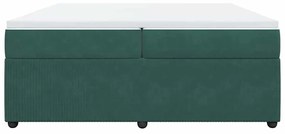 vidaXL Κρεβάτι Boxspring με Στρώμα Σκούρο Πράσινο 200x200εκ. Βελούδινο