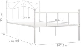 vidaXL Πλαίσιο Κρεβατιού Λευκό 100 x 200 εκ. Μεταλλικό