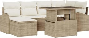 vidaXL Σετ Καναπέ Κήπου με αποθήκευση 7 pcs Μπεζ Πολυ ράταν