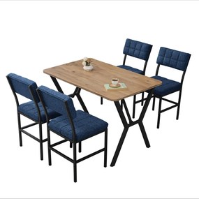 Extendable Dining Table &amp; Chairs Set (5 Pieces) Dubai - Navy Blue, Walnut Navy Blue
Walnut