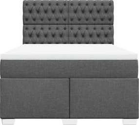vidaXL Κρεβάτι Boxspring με Στρώμα Σκούρο Γκρι 140x190 εκ. Υφασμάτινο