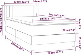 vidaXL Κρεβάτι Boxspring με Στρώμα Μπλε 80x200 εκ. Υφασμάτινο