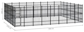 Κλουβί Σκύλου Εξωτερικού Χώρου 44,24 μ² από Ατσάλι - Μαύρο