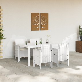 vidaXL Σετ Τραπεζαρίας Κήπου 5 Τεμαχίων με Μαξιλάρια Λευκό Πολυ Ρατάν