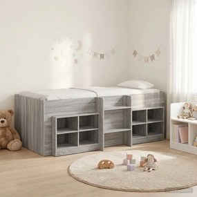 vidaXL Κρεβάτι σοφίτας με ντουλάπι με ράφι 3 τμχ. Γκρι Sonoma